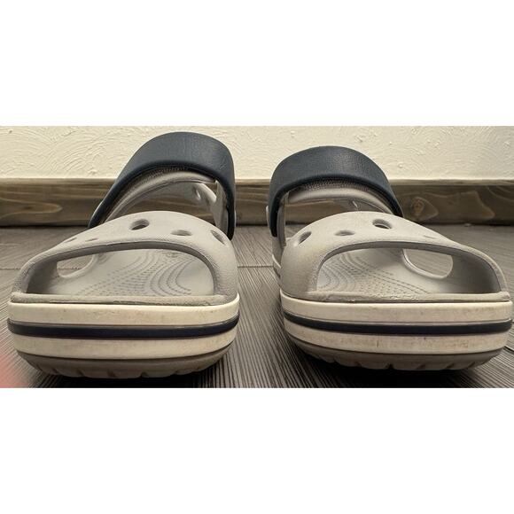 Crocs Kids Crocband Cruiser Sandals Size C 10 Light Gray/Navy Blue - Picture 5 of 13